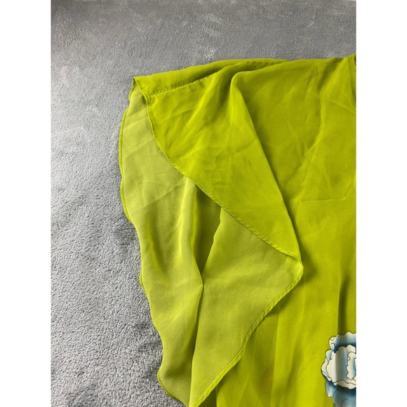 Sara Michelle Lime Green Floral Butterfly Sleeve Peplum Top Plus Size 1X - Picture 6 of 10